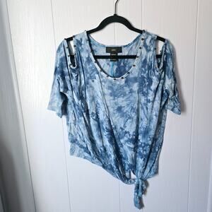 Rain Blue Tie Dye Cold Shoulder Top L – Boho Y2K Fairy Grunge